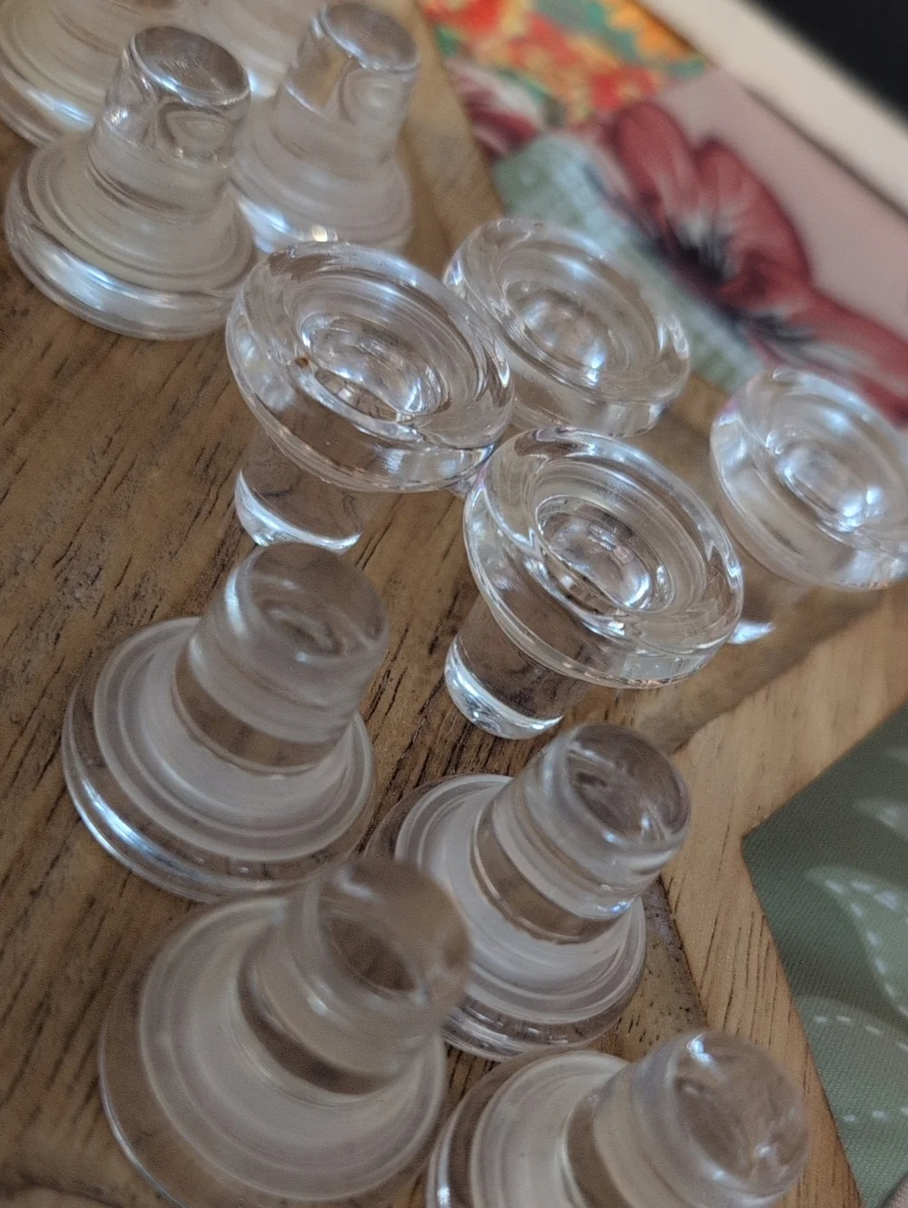 24 Vintage clear glass bottle stoppers (often used for wine bottles, decanters,